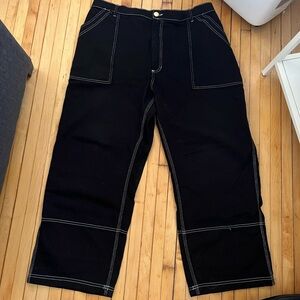 Big Bud Press Black Cargo Jeans with White Stitching